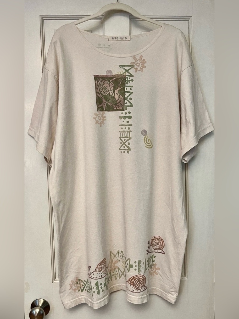 Mint Condition Blue Fish Cream-Colored 100% Cotton Tunic Dress